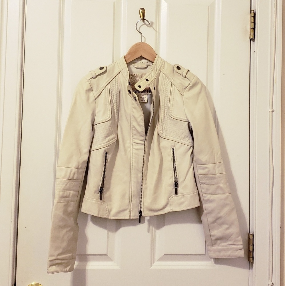 Faux leather off-white jacket